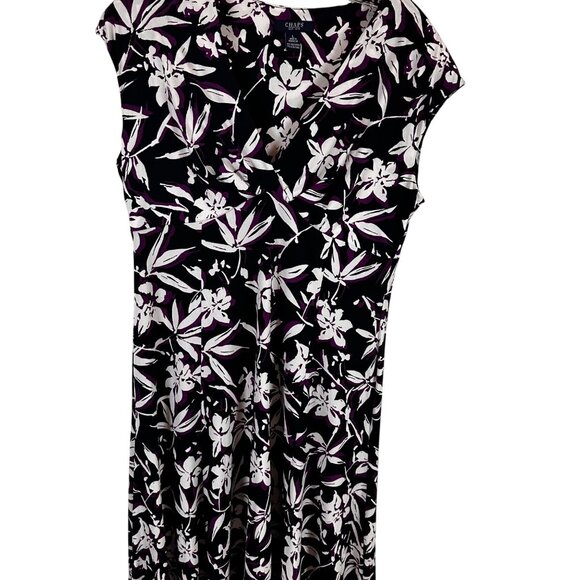 Chaps Size L Womens Floral Maxi Dress  Navy & Purple & White - Picture 5 of 16